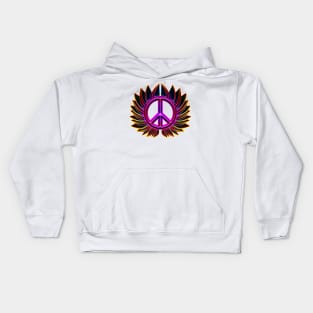 glowing peace sign flower Kids Hoodie